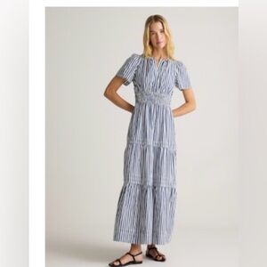 NWOT Quince Organic Cotton Poplin Maxi Dress, Hudson Stripe